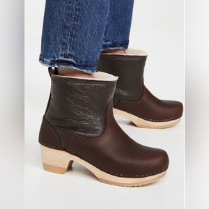 No. 6 Pull On Shearling Mid Heel Boots in Brown Aviator